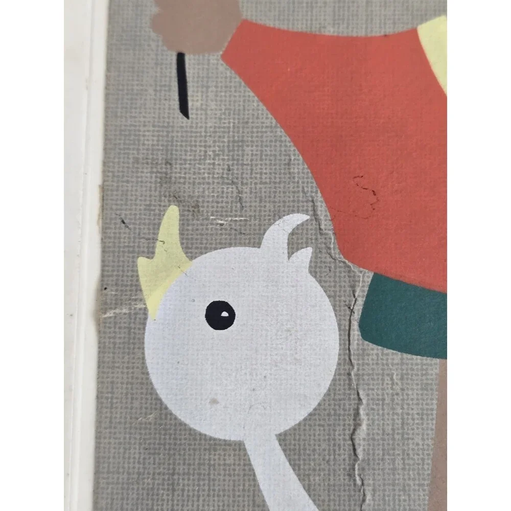 Vintage Tresor Verlag Wall Bank Mid Century Modern Big Eyes Girl Duck Flower Art